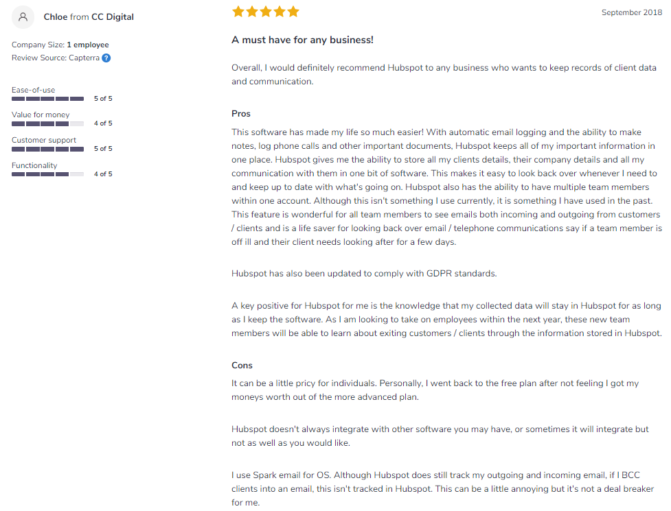 hubspot-sales-softwareadvice-review