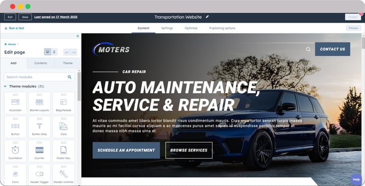 HubSpot-for-automotive-and-transport-website-builder