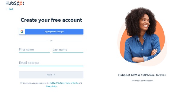 create HubSpot account