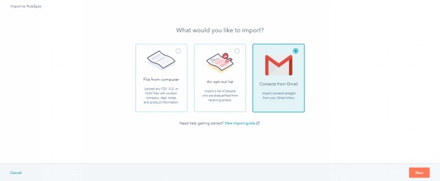 hubspot crm contacts from gmail