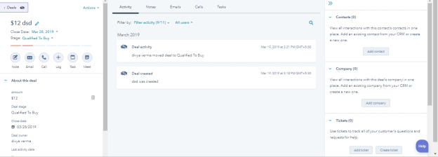 HubSpot CRM Create Button