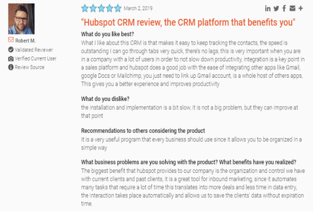 HubSpot CRM Review 1 g2crowd