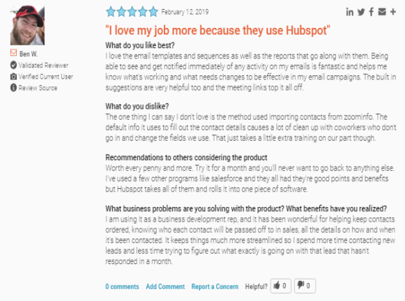 HubSpot CRM Review-3 g2crowd