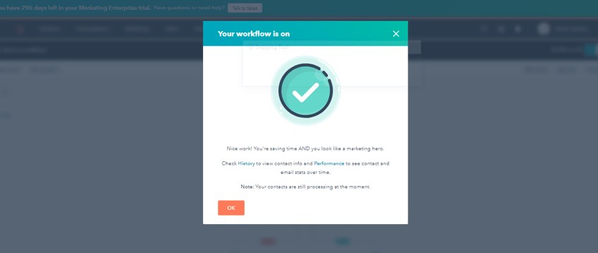 HubSpot CRM Turn on Button