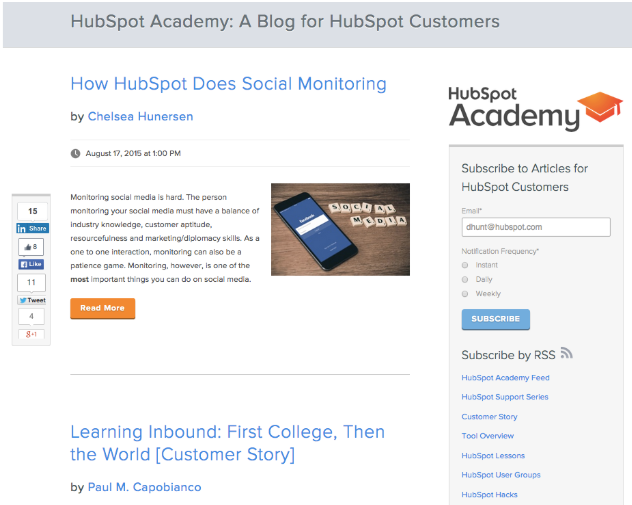Hubspot page listing