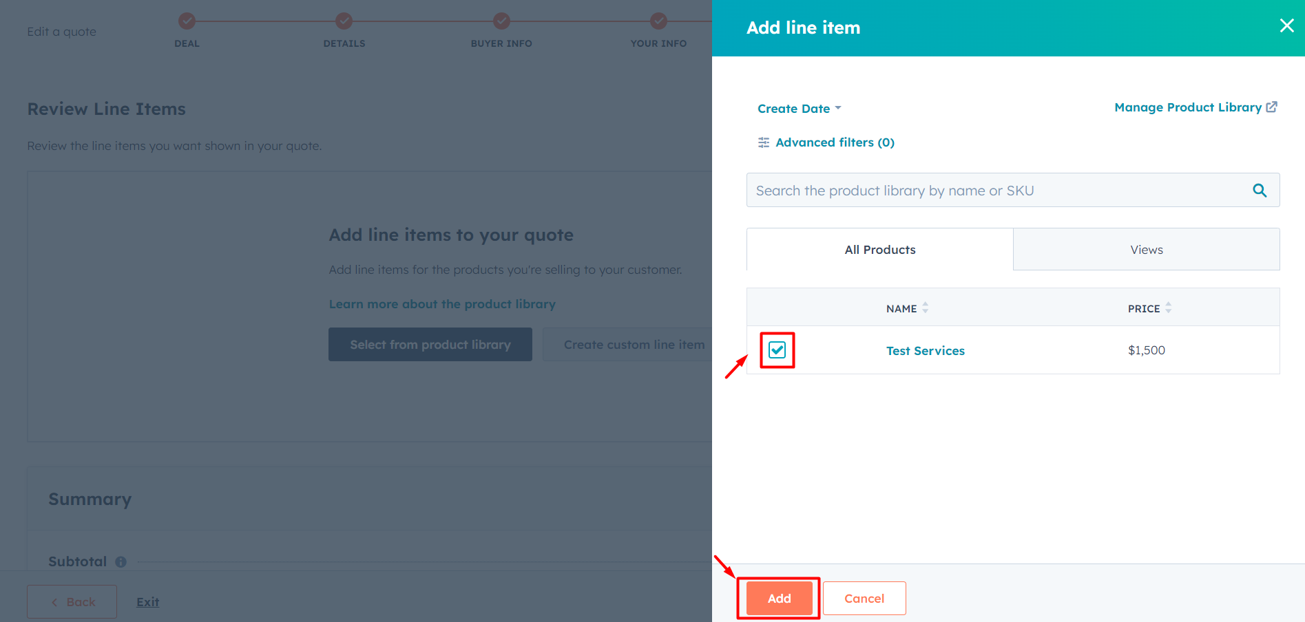 select-line-item-from-product-library
