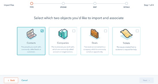 Select objects to import