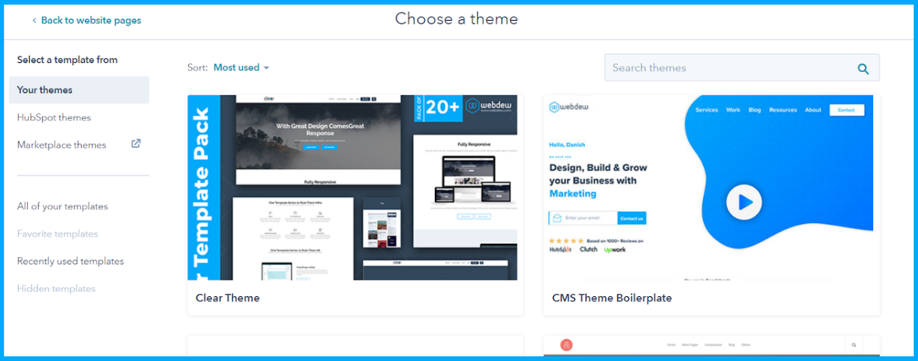 Choose hubspot theme