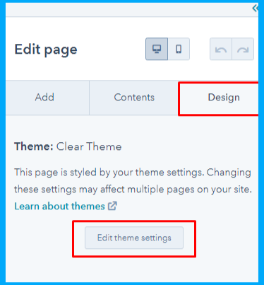 edit theme settings